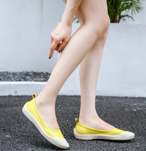 Giày Slip on da cao cấp siêu mềm màu vàng