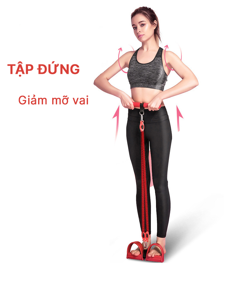 Bộ dây đàn hồi kháng lực 10 món tập bụng , tập ngực tại nhà đa năng Boro Sport