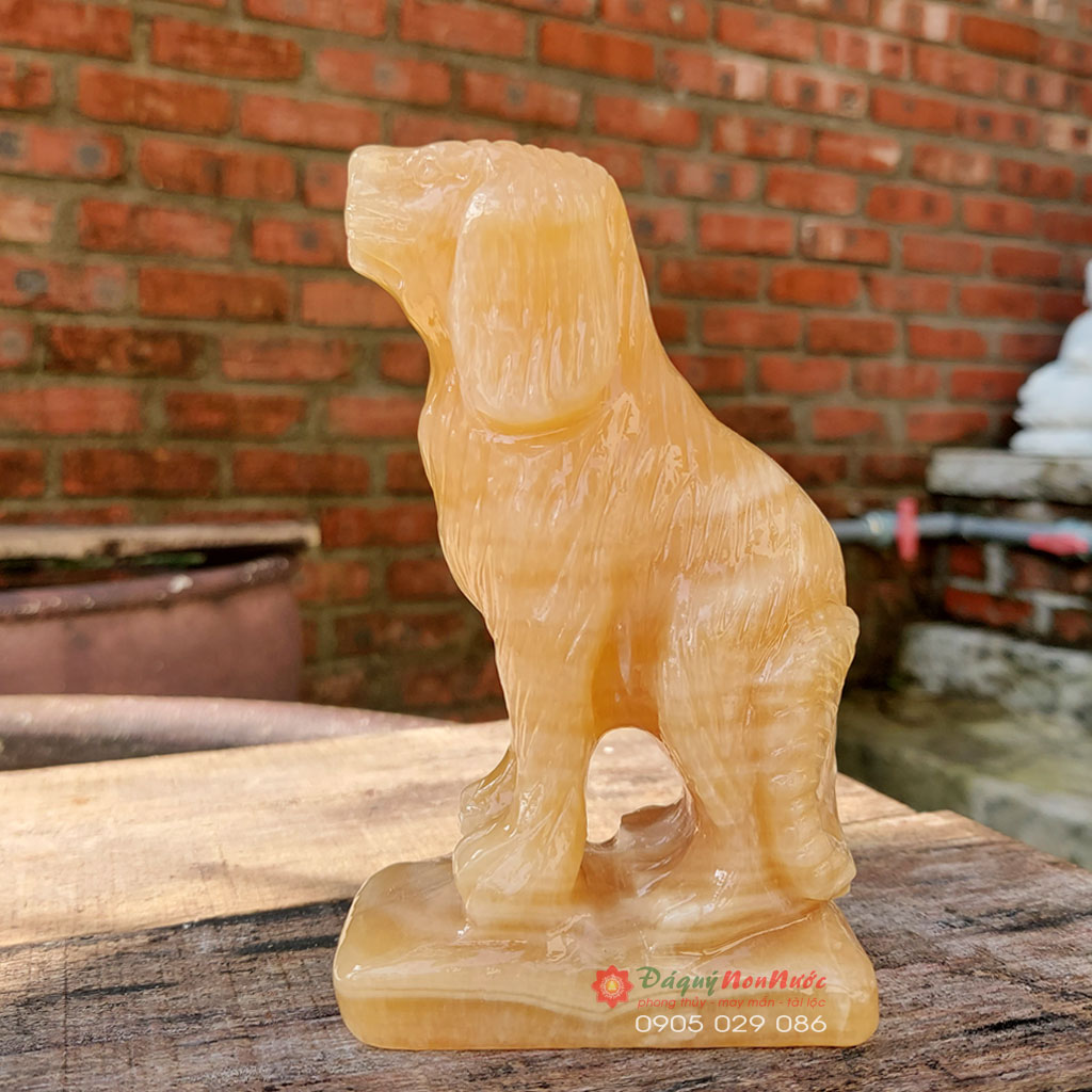 Tượng chó 12 con giáp phong thủy đá ngọc hoàng long 12cm - đá Non Nước