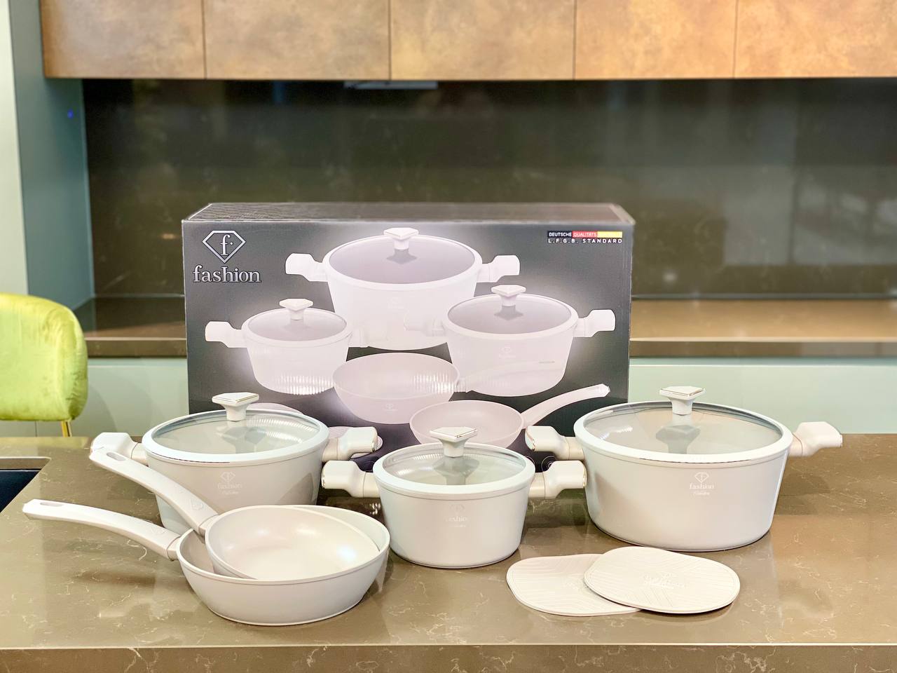 Bộ nồi 10 chi tiết Berlinger Haus x FashionTV FTV-0077 màu kem- Fashion Collection hàng chính hãng