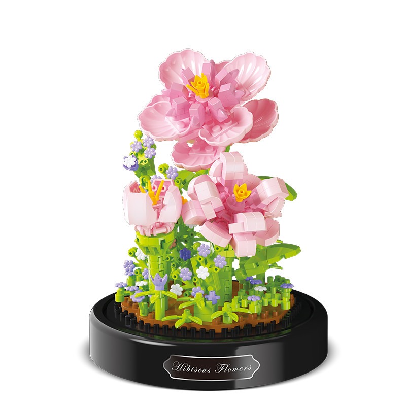 BALODY 18497 - Mô hình hoa hồng trang trí để bàn - Xếp hình mini siêu đẹp