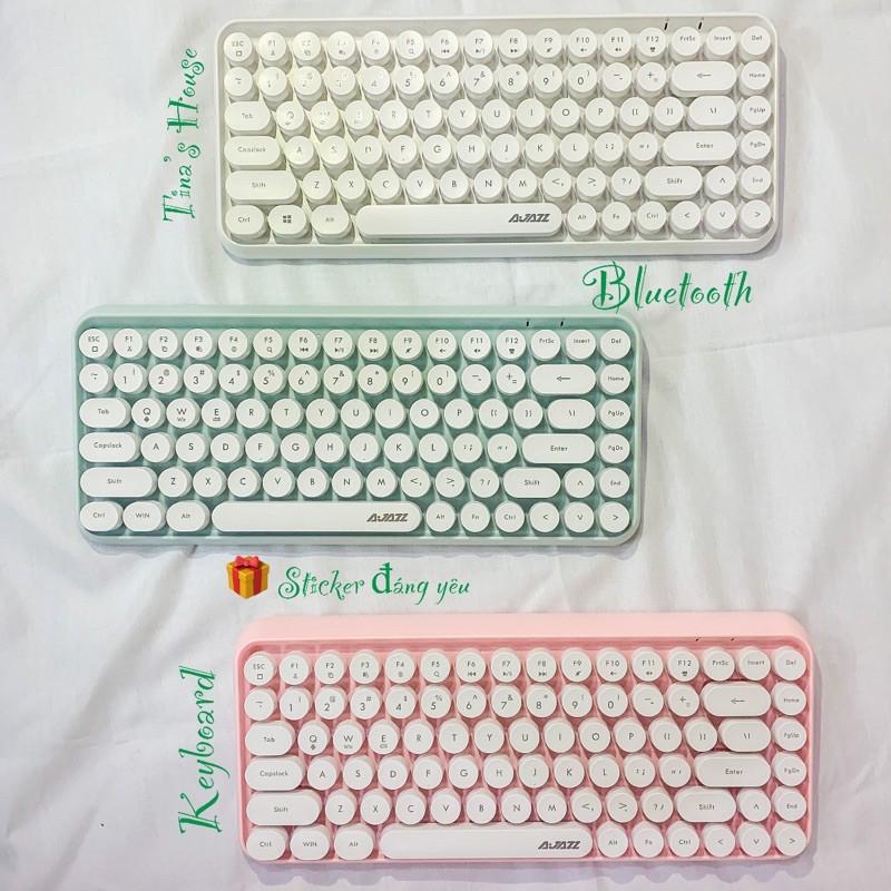 Bàn phím bluetooth ajazz 308i ,không dây cao cấp + Sticker siêu kute - Hàng Chính Hãng