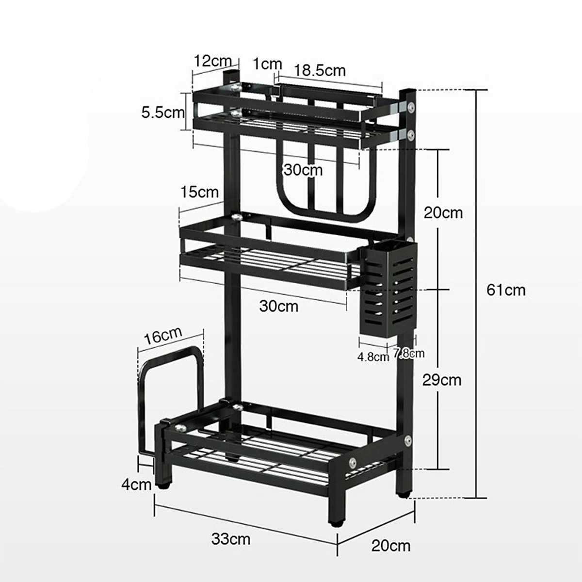 [CHÍNH HÃNG - LOẠI TỐT] Kệ gia vị chữ E 3 tầng cao cấp DODODIOS bằng thép carbon chống gỉ, chống xước, kệ đựng chai lọ gia vị đa năng, kệ để đồ nhà bếp gọn gàng, sang trọng