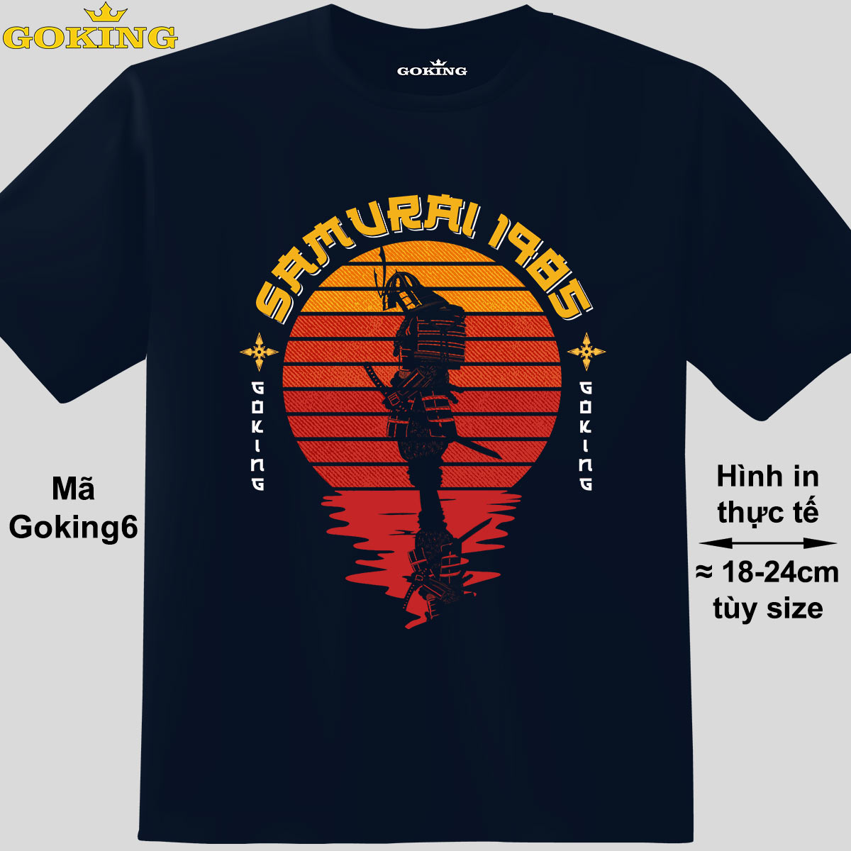 SAMURAI 1985, mã Goking6. Áo thun in chữ nghệ thuật. Áo phông hàng hiệu GOKING cho nam nữ, cặp đôi, teen, trung niên, đồng phục công ty, hội nhóm – Navy, vải thun lạnh – M