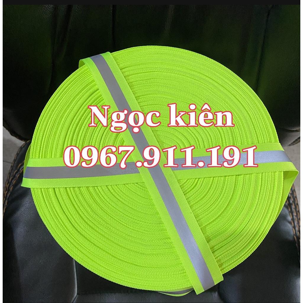 VẢI DẠ CÓ PHẢN QUANG SỌC XÁM BẢN 2,5 CM DÀI 100 MÉT ( MÀU XANH)