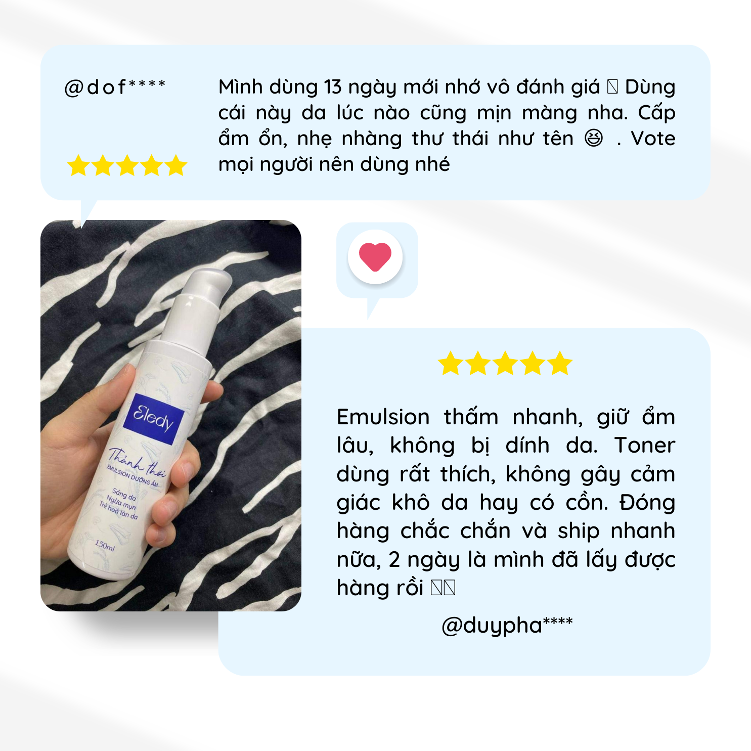 Emulsion dưỡng ẩm Thảnh Thơi ELEDY - Dưỡng ẩm, sáng da ngừa mụn, trẻ hóa làn da 150ml