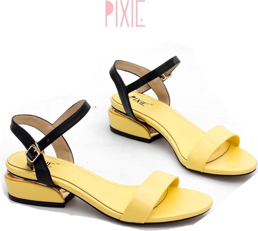 Giày Sandal 3cm Quai Mảnh Đế Vuông Viền Kim Loại Pixie X429