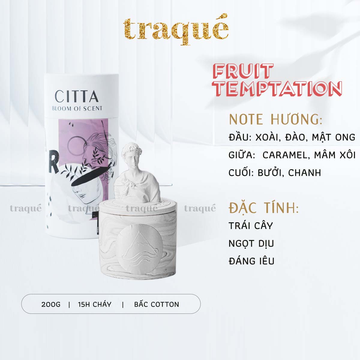 Nến thơm cốc thạch cao phong cách nữ thần Hy Lạp