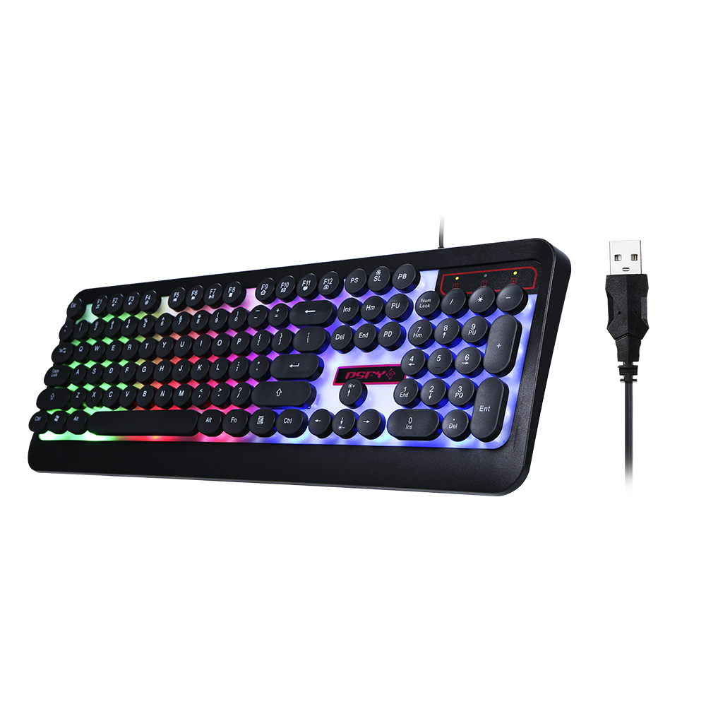 Bàn Phím Chơi Game Rainbow LED Backlit Có Đèn Cho Văn Phòng Máy Tính Xách Tay PC