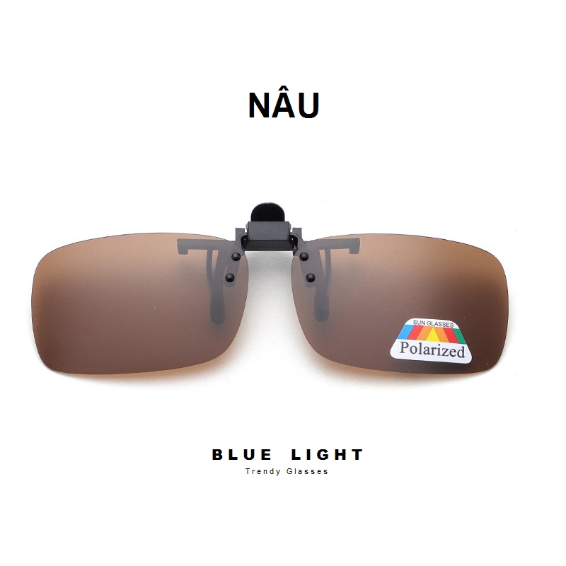 Kẹp Kính Râm Mắt Phân Cực Dáng Chữ Nhật, Phân Cực Polarized. Chống Tia UV, Màu Đen, Nâu, Vàng, Xanh Lá - BLUE LIGHT