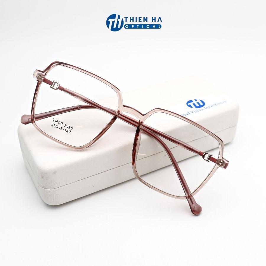 Gọng kính nữ THIÊN HÀ OPTICAL dáng đa giác, chất liệu titanium dẻo nhẹ độ đàn hồi cao màu trẻ chi tiết lạ T22022