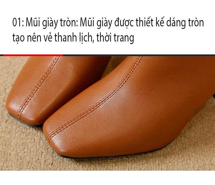 GIÀY BOOT NỮ CỔ THẤP ĐẾ VUÔNG THỜI TRANG HÀN QUỐC GIAY.BOT885