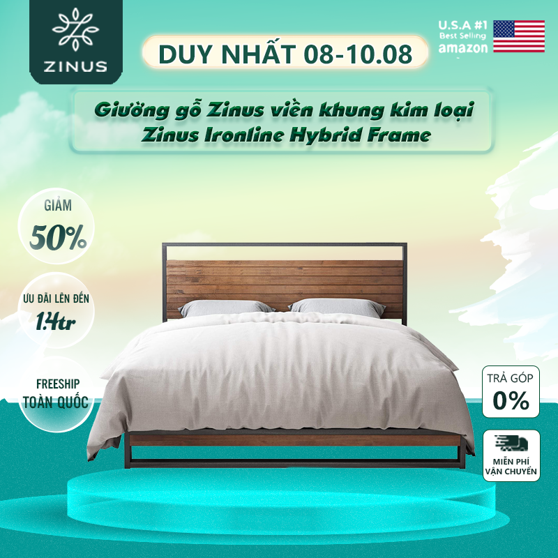 Khung giường kim loại cao 25cm Joseph
