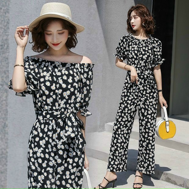 JUMPSUIT TRỄ VAI HỌA TIẾT HOA CÚC XINH XẮN - NTL229