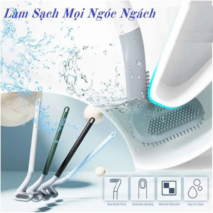 [ Xả Lỗ ] Chổi Cọ Toilet Silicon, Chổi Chà Rửa Nhà Vệ Sinh Bồn Cầu Thế Hệ Mới Siêu Sạch Có Lỗ Treo Tiện Lợi (tặng kèm móc treo)