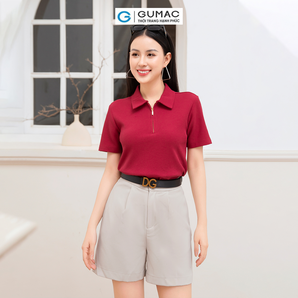 Áo polo phối dây kéo thời trang GUMAC ATD10031