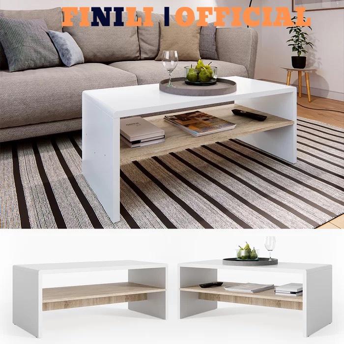 Bàn trà sofa giá sốc FINILI 2 tầng nhỏ gọn gỗ công nghiệp đẹp phòng khách FNLO88