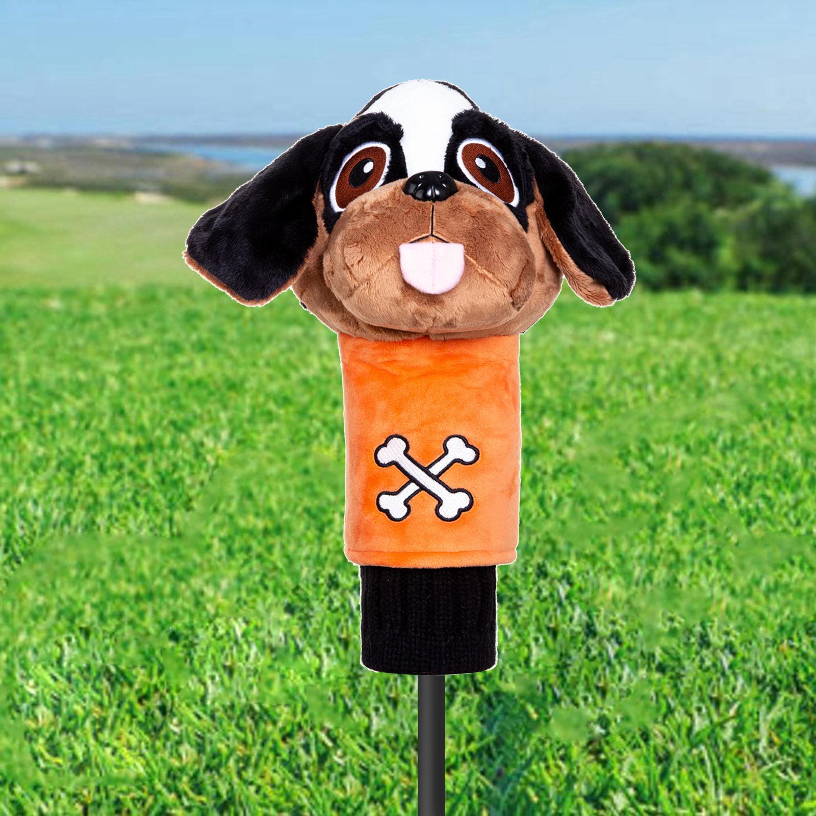 Golf Club Head Cover Cute Plush Dog Puppy Shaped Driver Headcover Protector