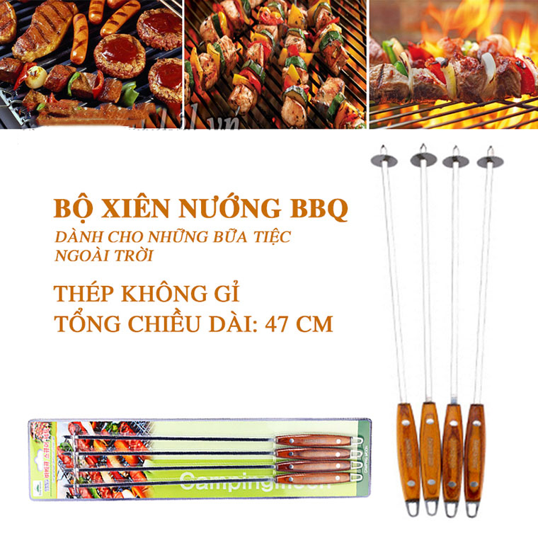 Bộ xiên nướng thịt dài 4 món cao cấp