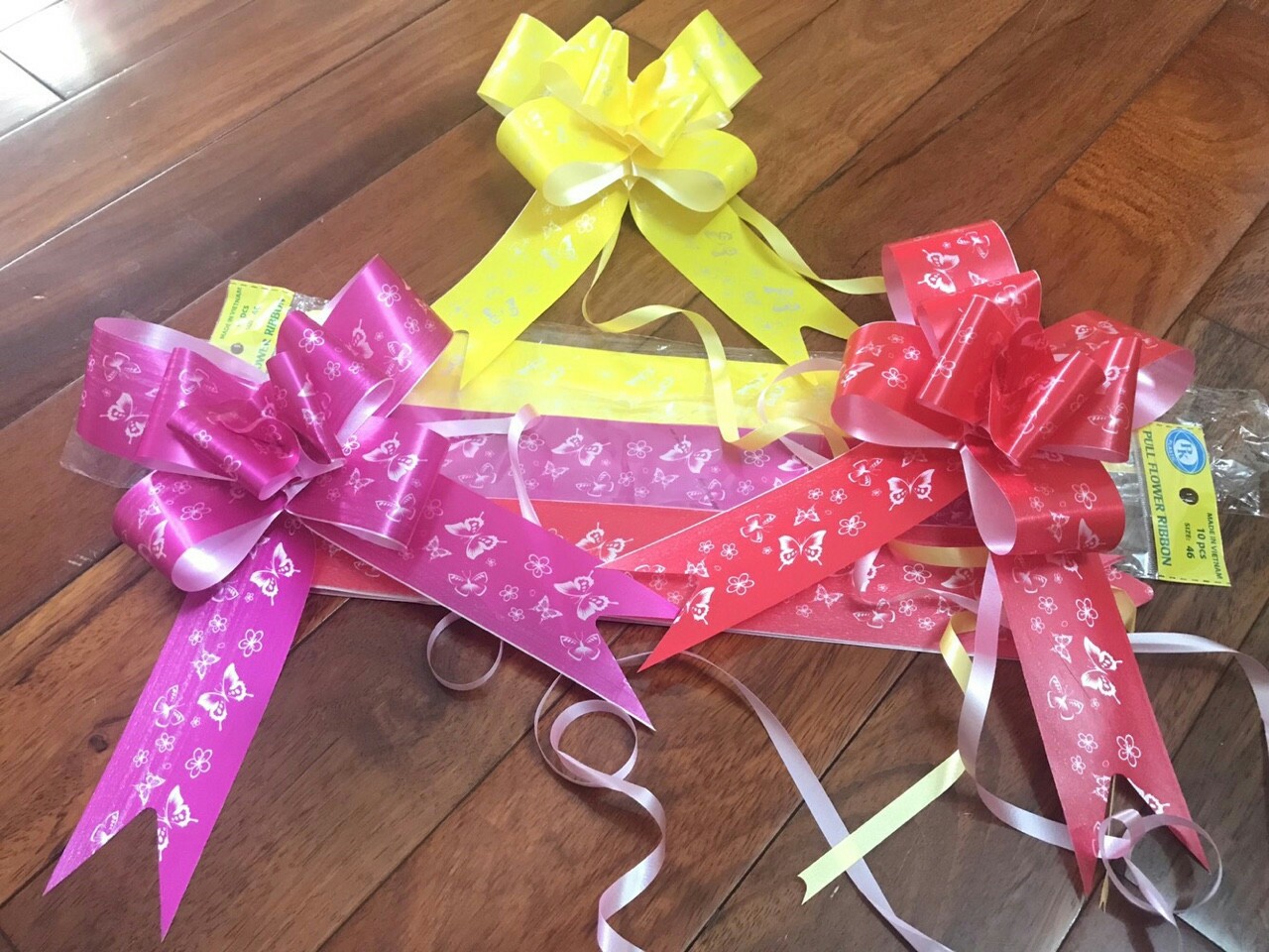 100 Nơ rút size 5cm trang trí giỏ quà hộp quà lễ tiệc cưới hỏi