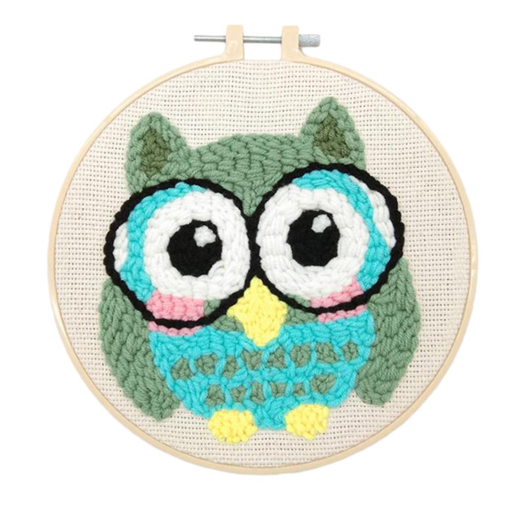 2 Sets Animal Owl Punch  Kits With Punch Embroidery Pen DIY Crafts