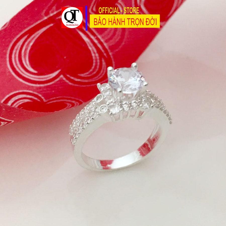 Nhẫn nữ bạc thời trang ổ cao gắn đá rico cao cấp trang sức Bạc Quang Thản - QTNU.CN29