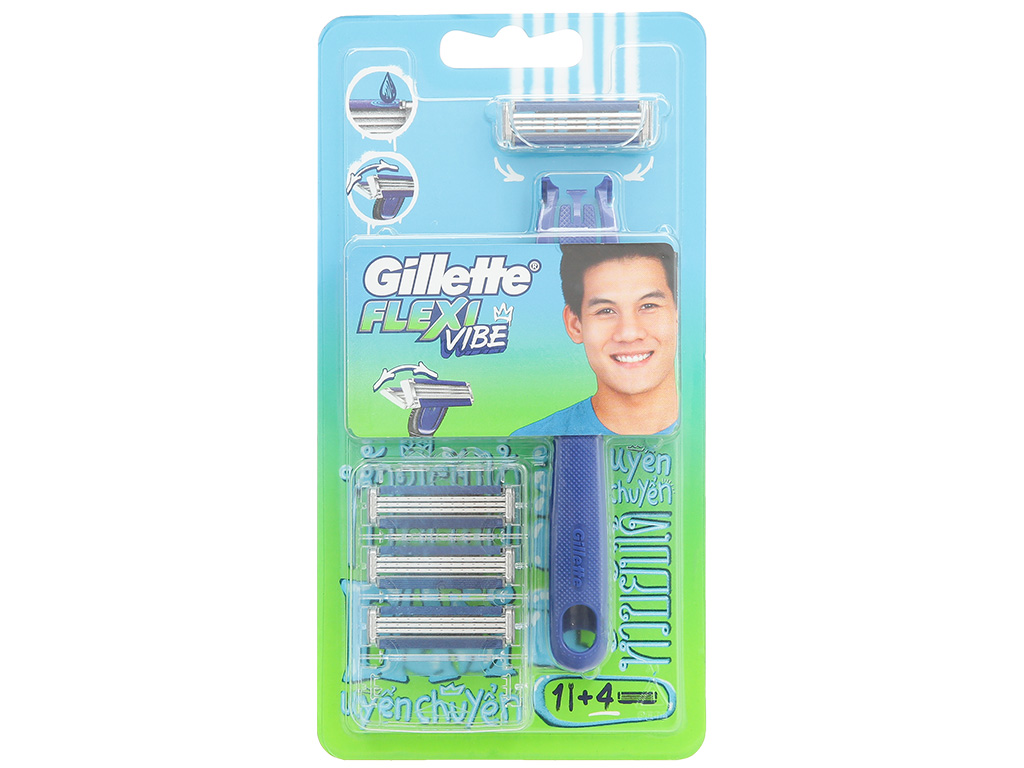 Dao cạo râu Gillette Flexi Vibe bộ cây kèm 4 lưỡi