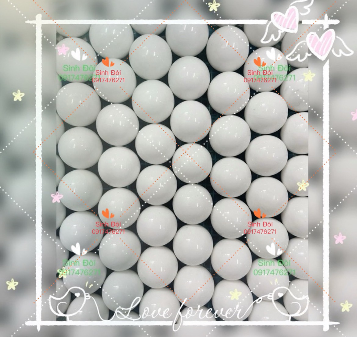 10 viên bi nhựa 25mm màu trắng - phụ kiện bi các trò chơi