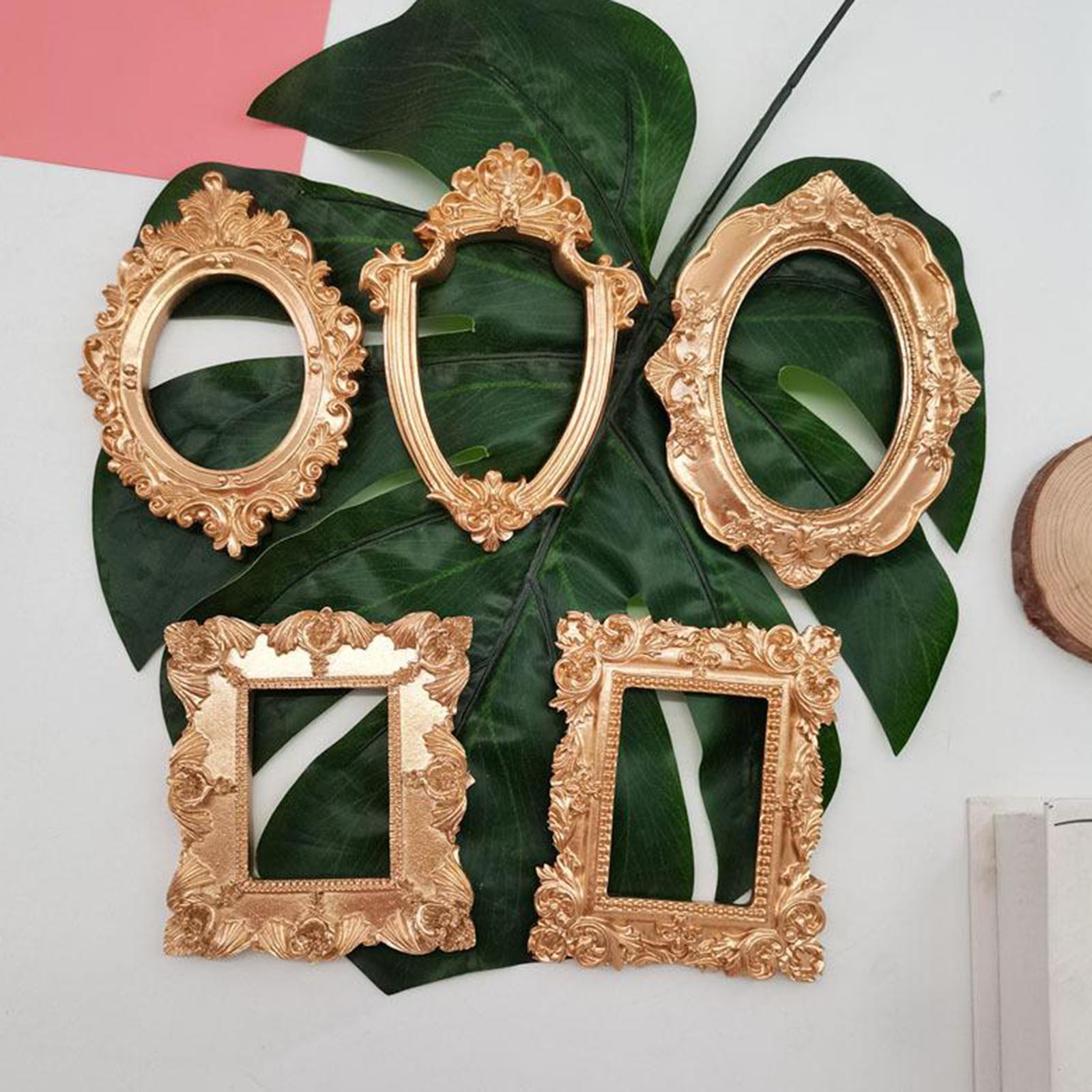 2xVintage Photo Frame Carved Lace Resin Mini Picture Frame Photo Props Oval