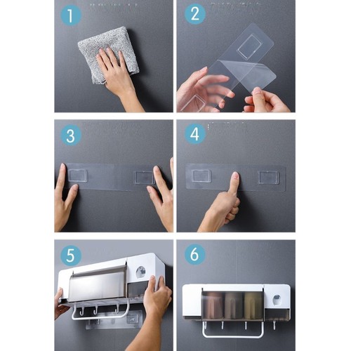 KỆ NHÀ TẮM ĐA NĂNG, KỆ NHẢ KEM ĐÁNH RĂNG ĐA NĂNG 6 IN 1 - LOẠI 3 CỐC