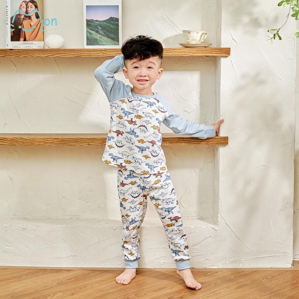 Bộ mặc nhà bé trai mùa hè, bộ ngủ điều hoà dài tay chất cotton thoáng mát giúp giữ ấm cơ thể khi nằm điều hòa MonBabies