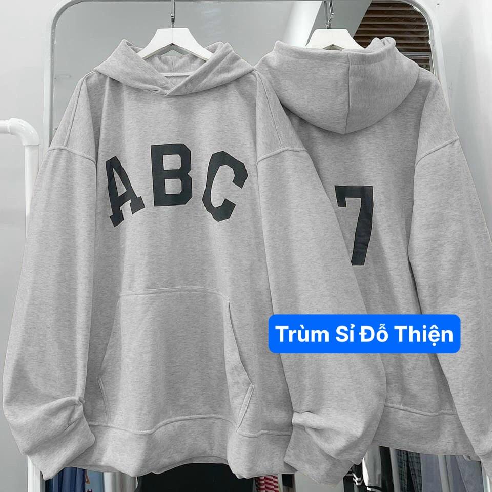 Áo hoodie ABC số 7 Unisex form rộng 2 màu khoác dành cho nam nữ sweater bigsize mặc nhà đi học chơi du lịch mẫu mới 2022