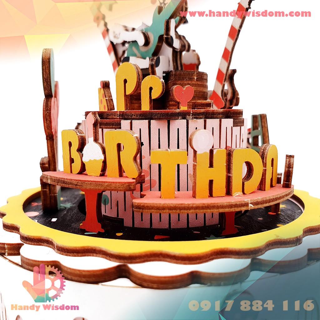 Mô hình hộp nhạc gỗ - Bánh Sinh Nhật - Robotime Birthday Song AM42