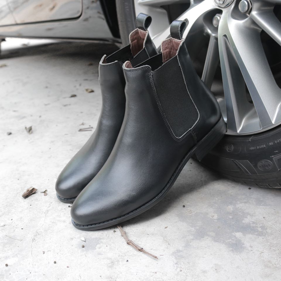 Chelsea boots da bò handmade VietNam phiên bản mũi tròn