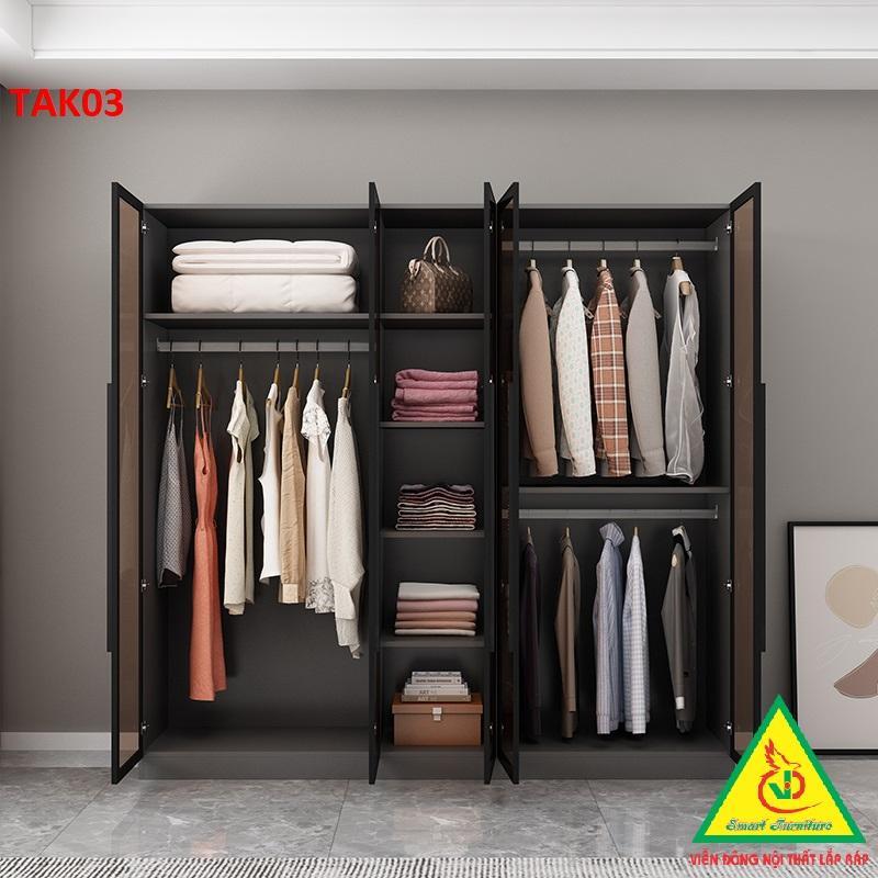 Tủ quần áo cánh kính khung nhôm hiện đại cánh mở TAK04 - Nội thất lắp ráp Viễn Đông Adv