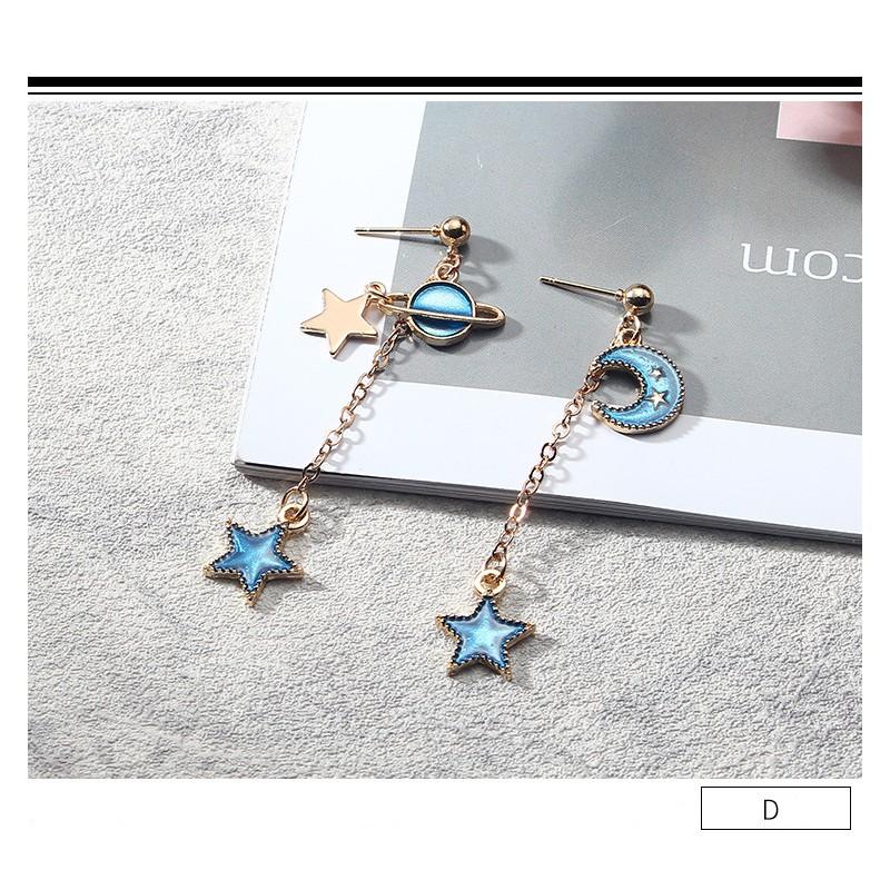 Bông tai hợp kim hình mặt trăng / ngôi sao xinh xắn