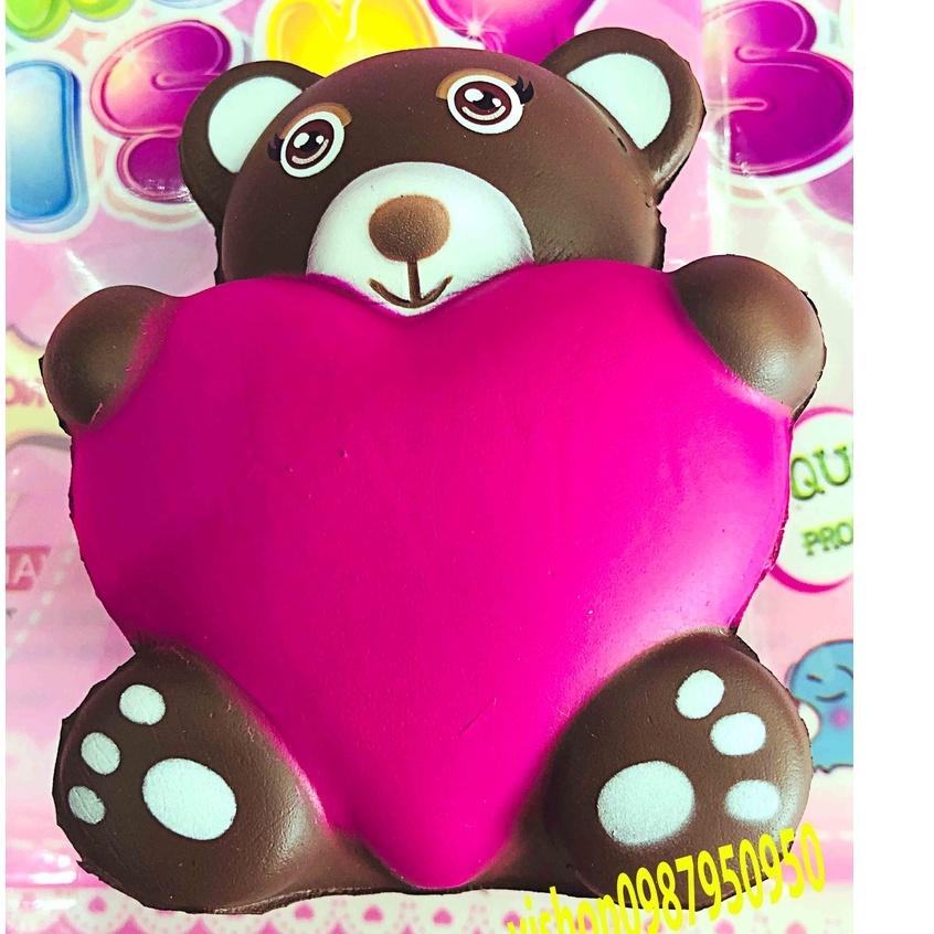 Squishy Lớn JUMBO Hình gấu nâu ôm trái tim hồng Đồ Chơi Xốp Giảm Stress Hình mềm mịn dễ Thương đàn hồi Cho Bé