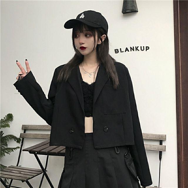 Áo khoác blazer dáng ngắn 2 lớp phong cách hàn quốc