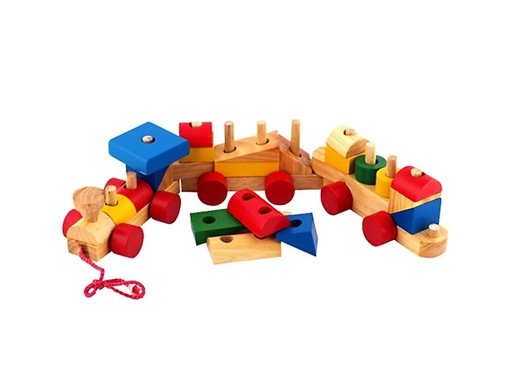 Tàu hỏa lắp ráp bằng gỗ đồ chơi thông minh cho bé, giáo cụ mầm non, đồ chơi bé trai yêu thích