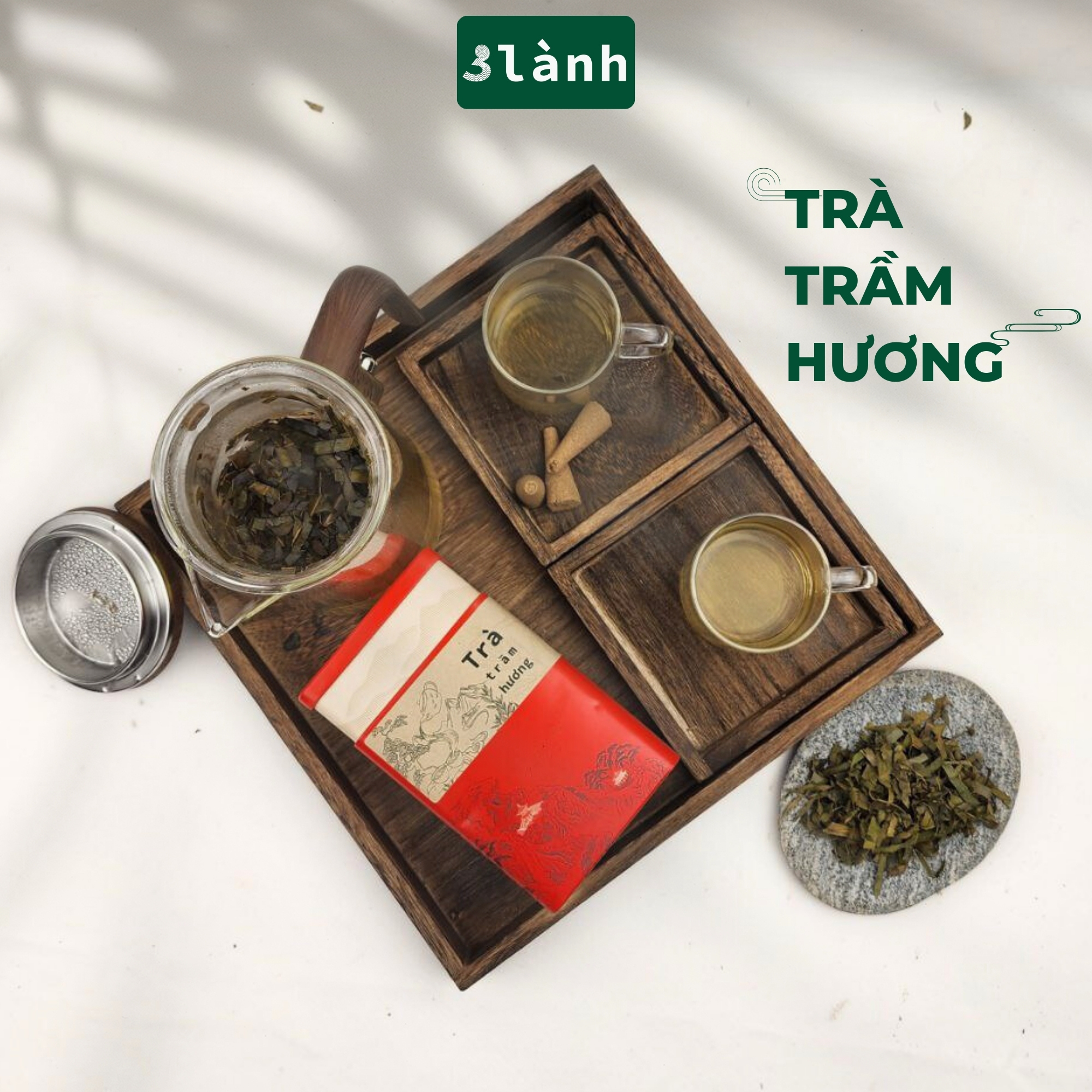 Trà Trầm Hương Dạng Lá Hộp 50gr 3 Lành Hoàn Toàn Từ Lá Dó Bầu Ngủ Ngon Giảm Stress