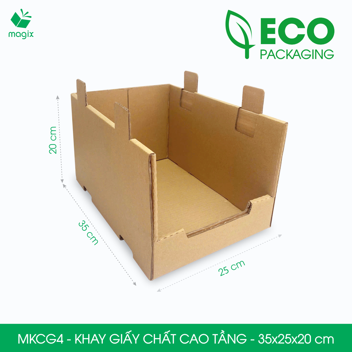 MKCG4 - 35x25x20cm - Bộ 5 khay chất cao tầng bằng giấy carton 5 lớp siêu cứng, kệ đựng đồ văn phòng