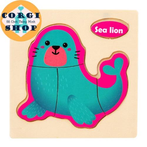 Combo Tranh Ghép Gỗ Nổi 3D Nhiều Hình Ngộ Nghĩnh Cho Bé - Ghép Tranh Gỗ Cho Bé Học Tiếng Anh, kích thước 15 x 15cm