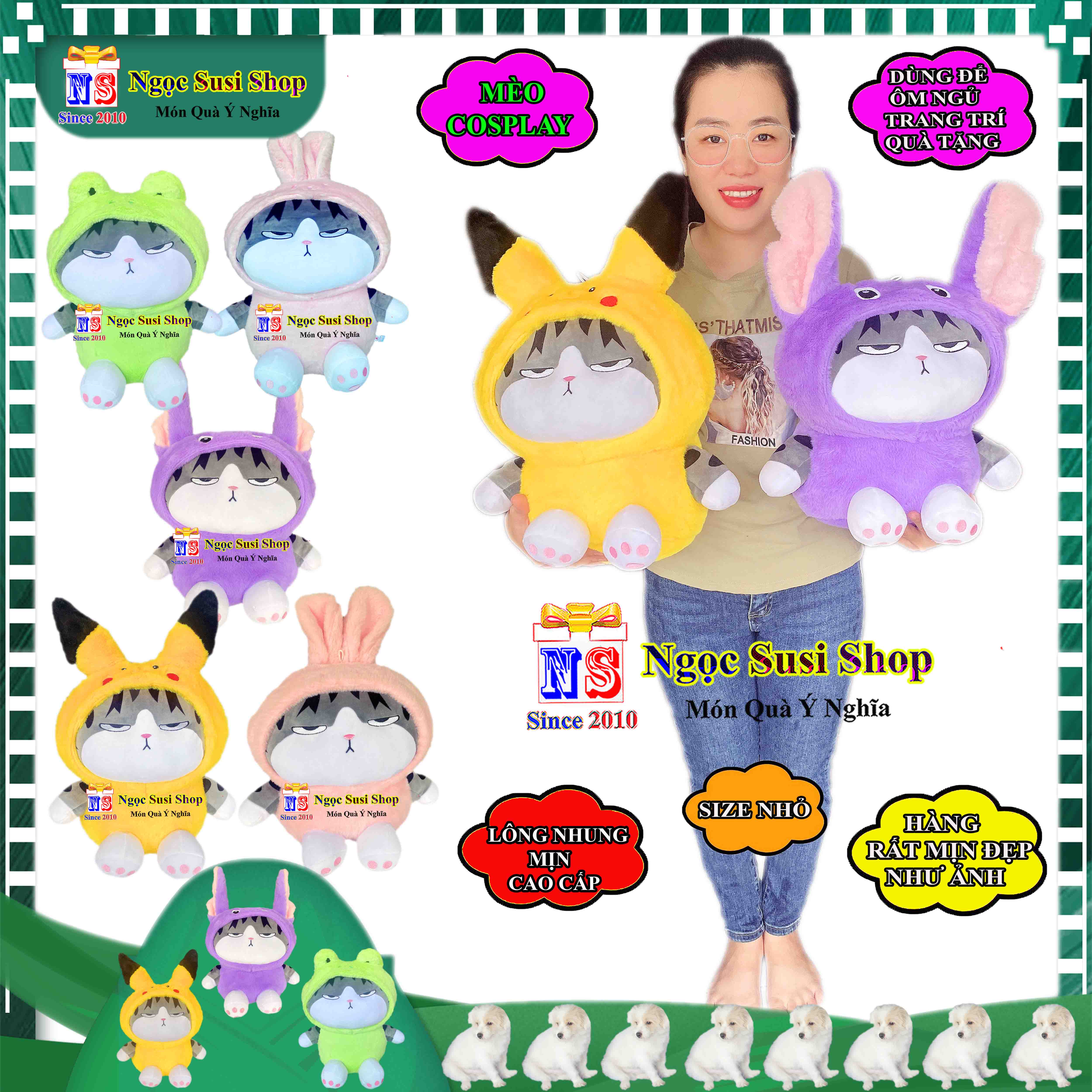 GỐI ÔM HÌNH CON MÈO BIẾN HÌNH COSPLAY RẤT NHẸ MỀM MỊN SIÊU ĐẸP NHƯ ẢNH