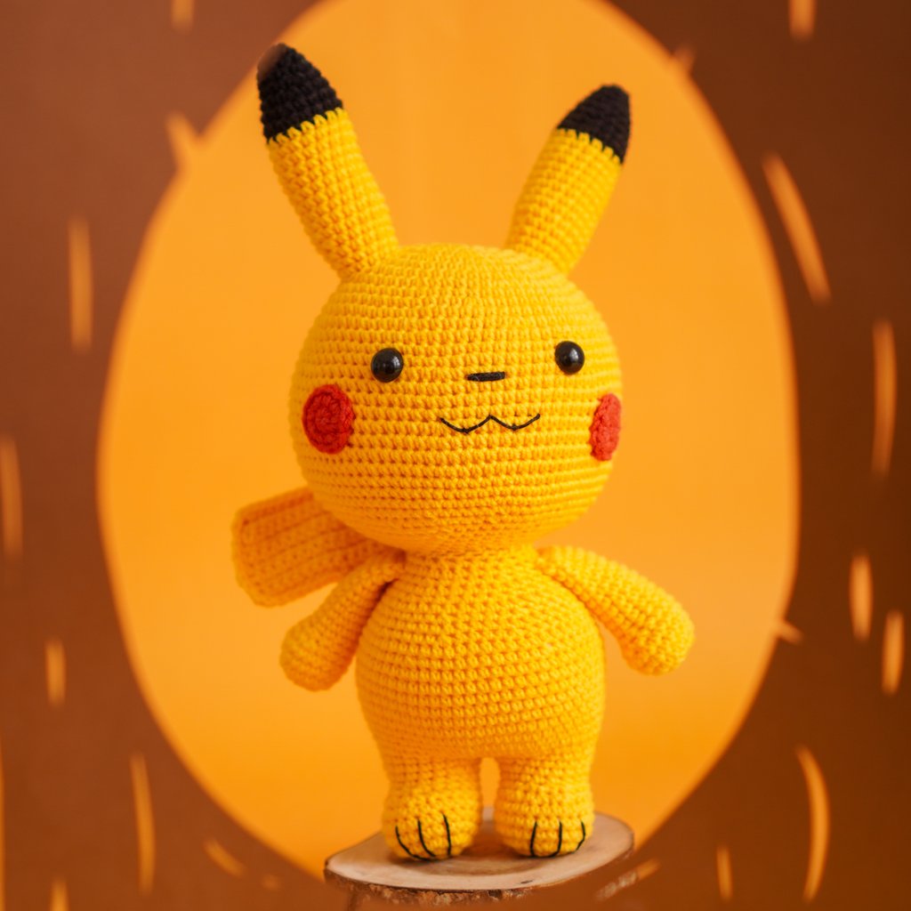 Pokemon Pikachu móc len - Đồ chơi bằng len handmade, Thú len handmade nhồi bông Amigurumi