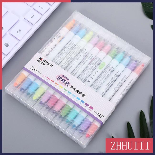 Set 12 bút bắt sáng hai đầu nhiều màu sắc