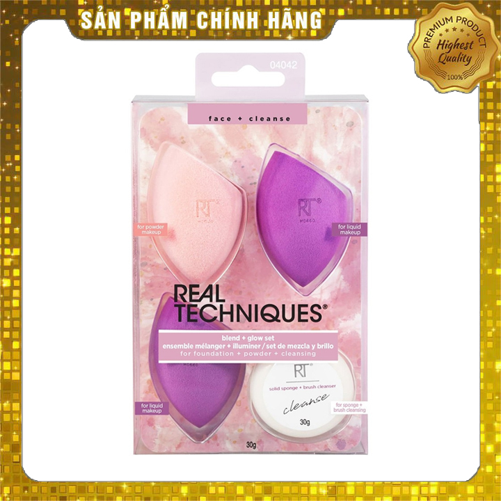 Bộ Mút Trang Điểm Real Techniques Blend + Glow Set