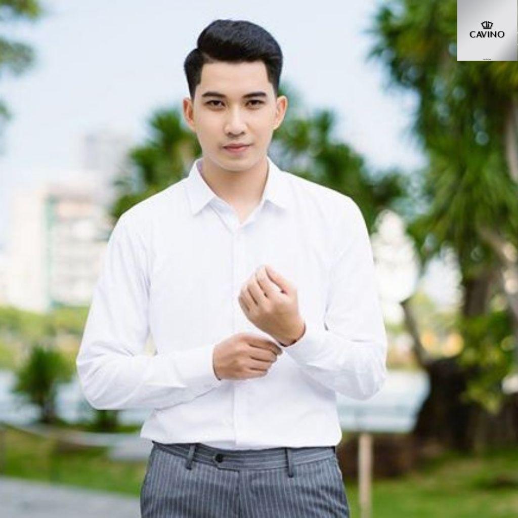 SALE Áo sơ mi nam trắng cao cấp, vải bambo thấm hút mồ hôi, chống nhăn chống nhàu SMC911 CAVINO