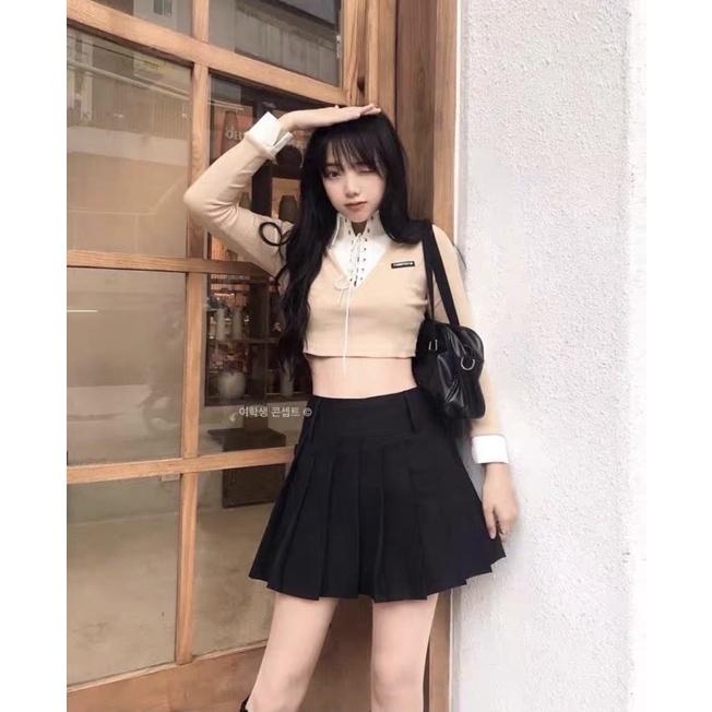 Sét áo be nhiều oze mix chân váy tennis TTS