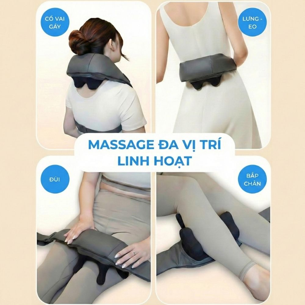 Máy massage cổ vay gáy 4D Kachi MK395 mô phỏng bàn tay người, chạy pin không dây tiện lợi - hàng chính hãng