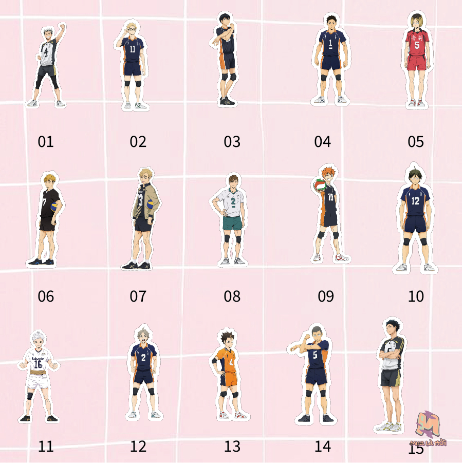 Miếng dán Stickers chủ đề Vua Bóng Chuyền Haikyuu